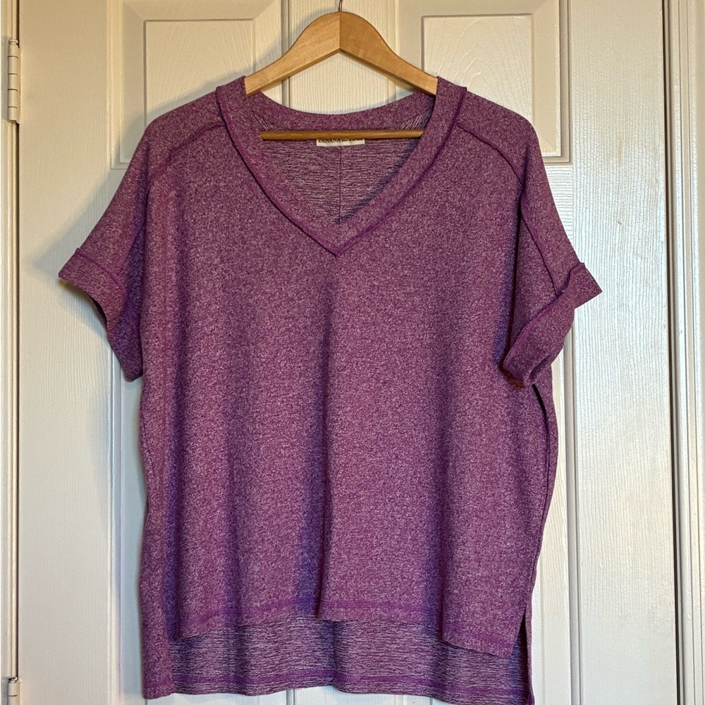 Universal Thread Heathered Purple V-Neck Tee